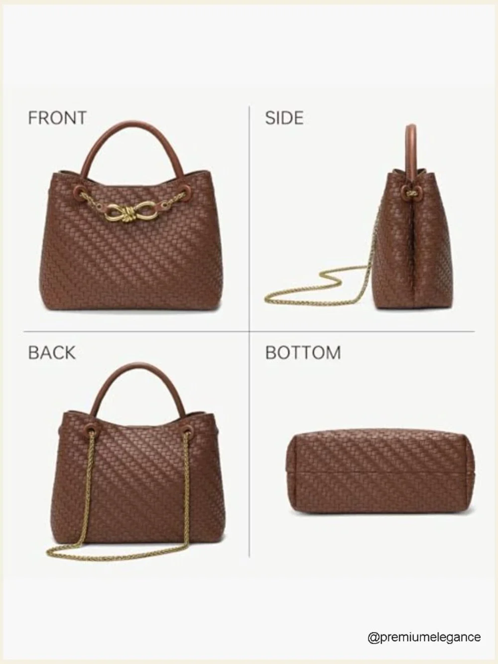 Woven Suede Small Tote Bag, Structured Top-Handle Satchel, Gold-Tone Clasp